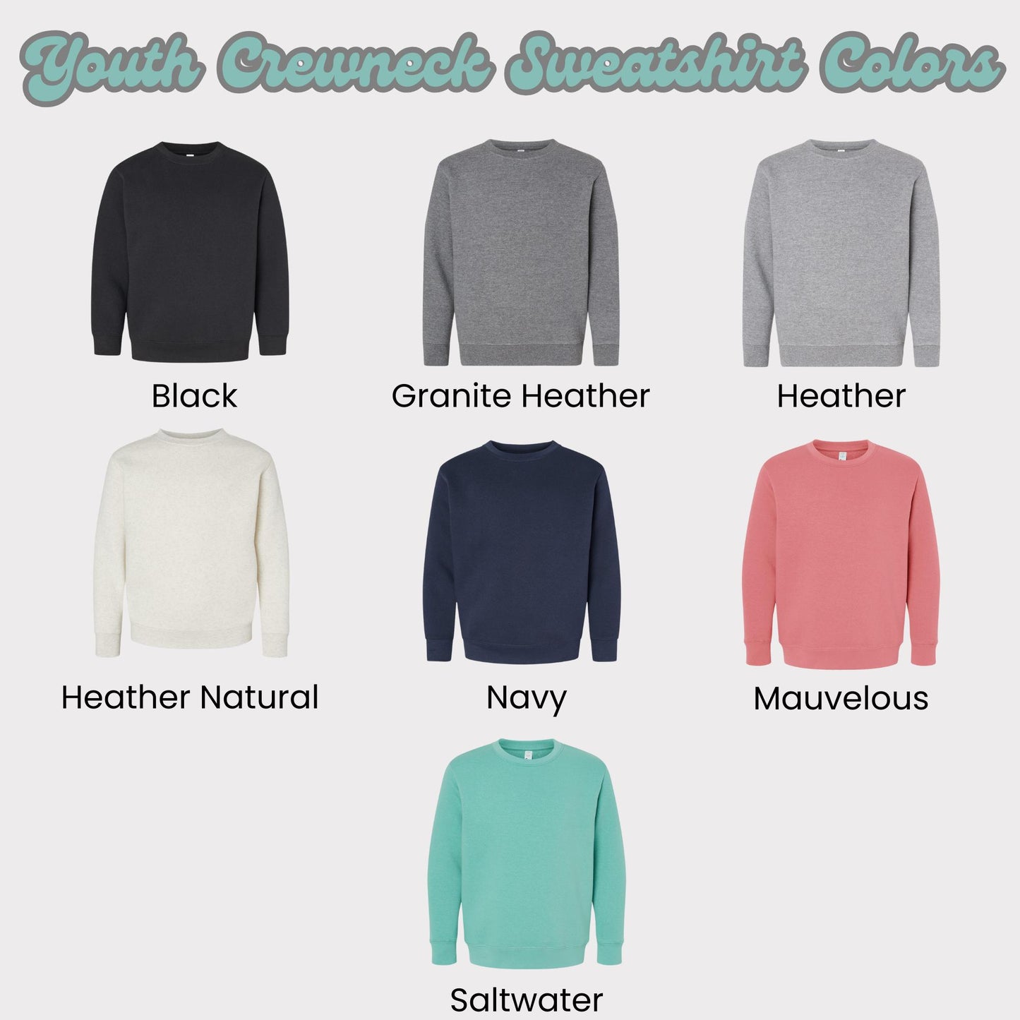 Youth Unisex "Choose Your Design" Embroidered LAT Crewneck Sweatshirt: Personalized Kids Pullover