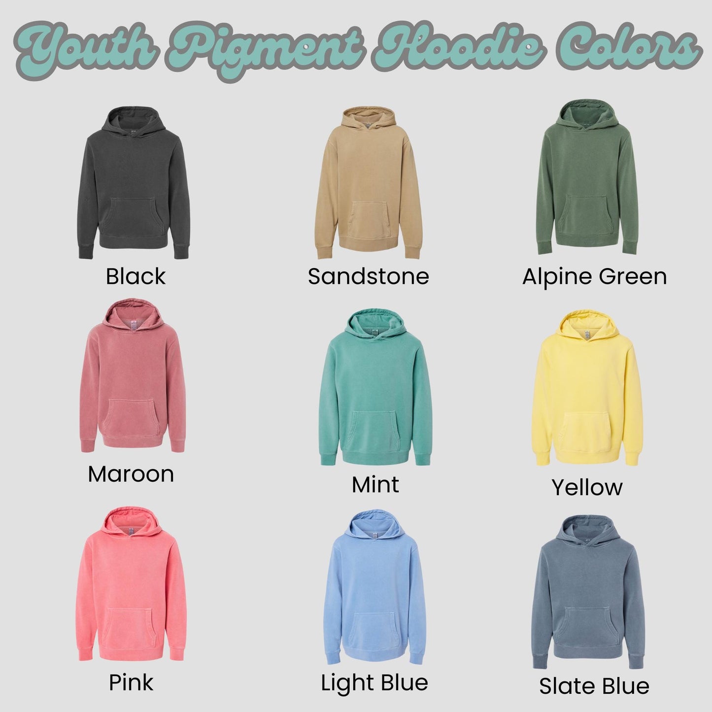 Youth Unisex "Choose Your Design" Embroidered Hoodie: Pigment-Dyed Pullover