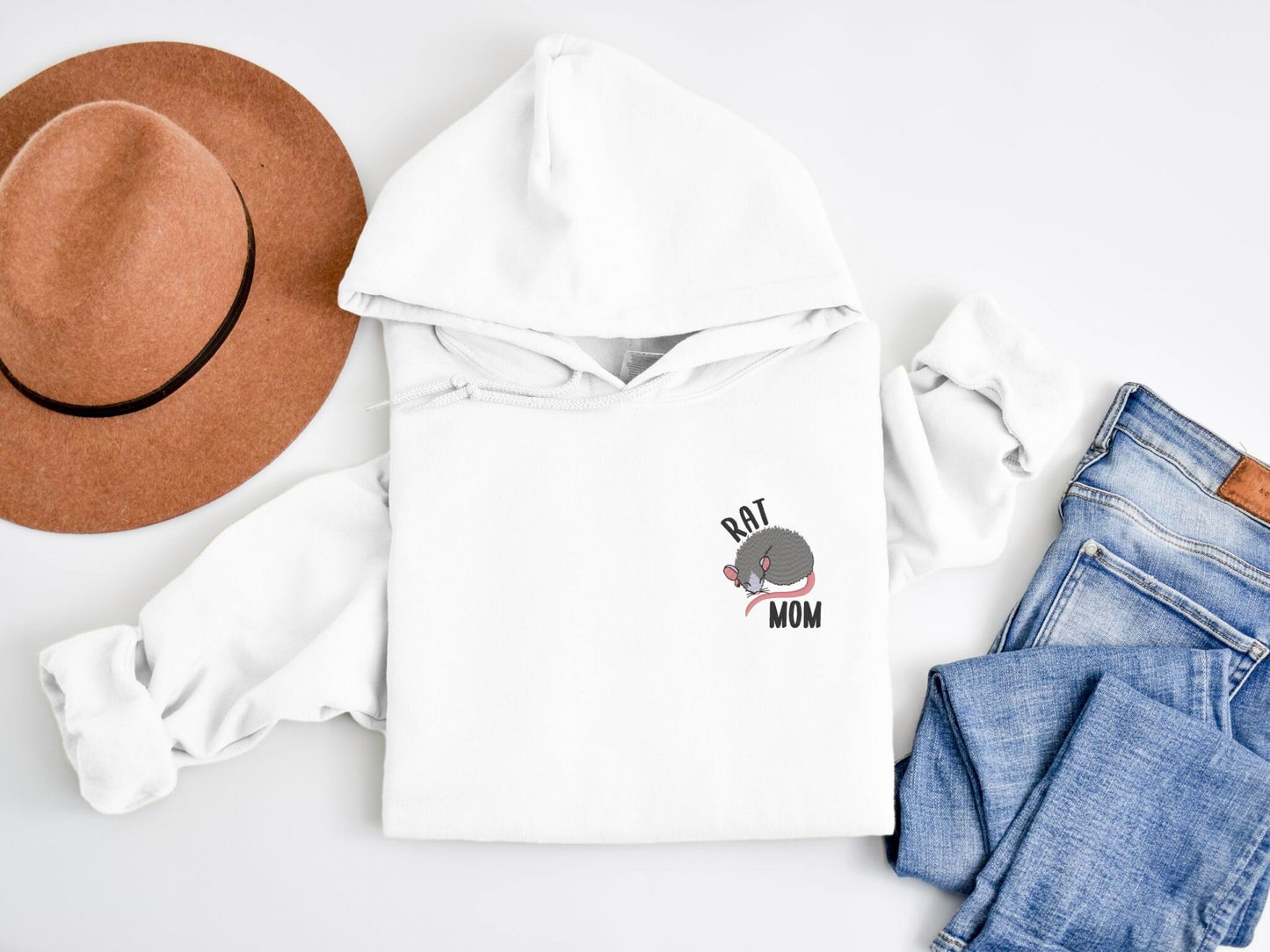 Embroidered Rat Mom or Rat Dad Hoodie: Fancy Rat Lover Sweatshirt