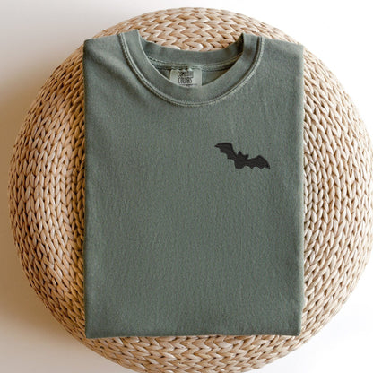 Embroidered Bat T-Shirt: Minimalist Halloween Spooky Season Tee
