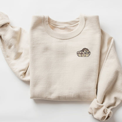 Embroidered Ball Python Sweatshirt: Snake Lover Crewneck