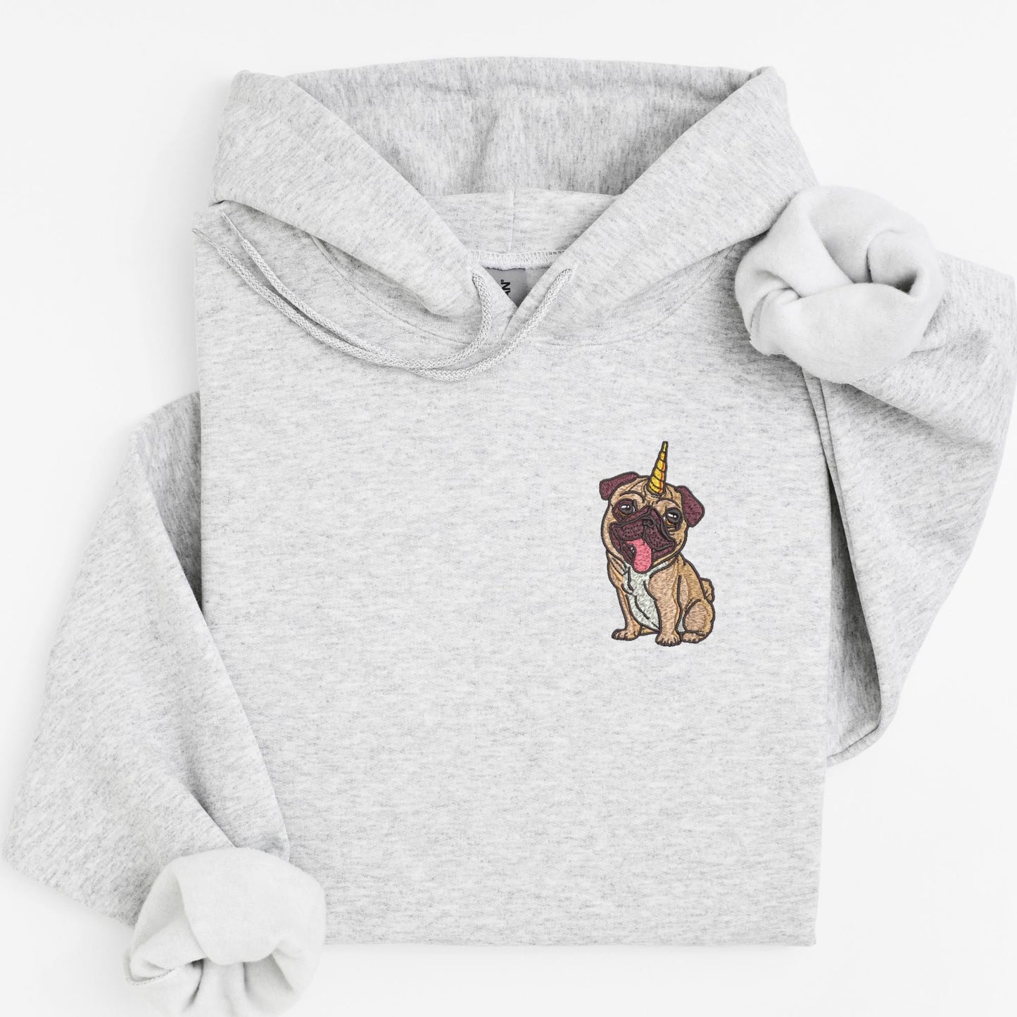 Embroidered Unicorn Pug Crewneck Sweatshirt: Unipug Sweatshirt or Hoodie