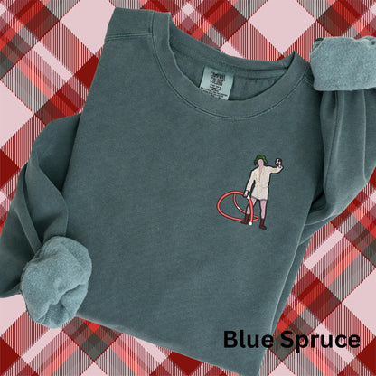 Embroidered Christmas Vacation Pigment Dyed Crewneck Sweatshirt: Cousin Eddie Pullover