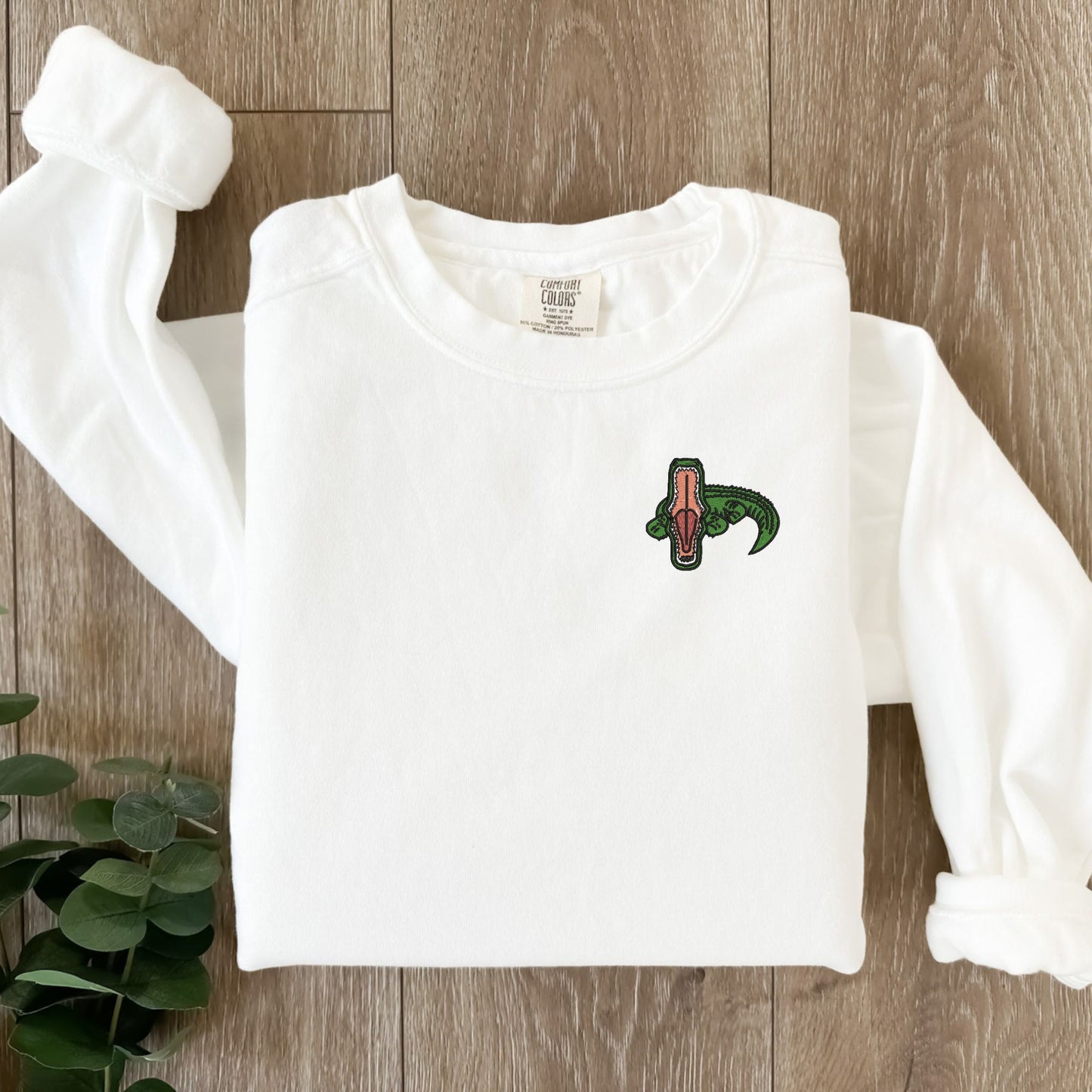 Embroidered Alligator Sweatshirt: Comfort Colors Crewneck Pullover