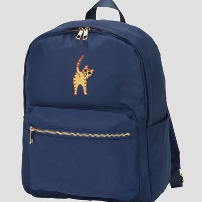 Embroidered Orange Cat Backpack: Funny Cat Lover Gift