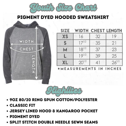 Youth Unisex Embroidered Jack O' Lantern Face Hoodie: Pigment Dyed Halloween Pullover