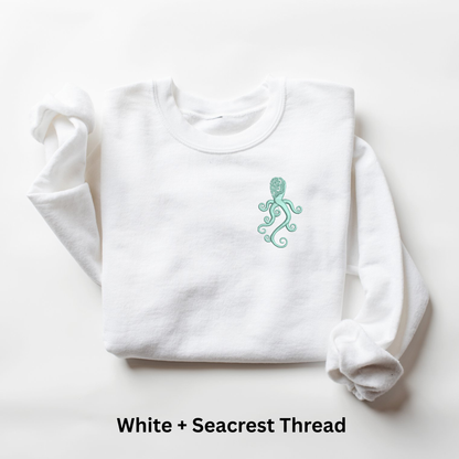 Embroidered Octopus Mandala Sweatshirt: Garment-Dyed Cotton