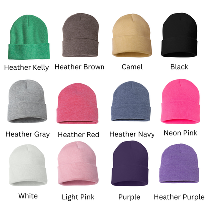 Embroidered Polar Bear Knit Beanie: Arctic Wildlife Hat