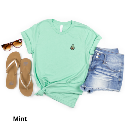 Embroidered Avocado Tee: Stitched Mini Fruit Shirt