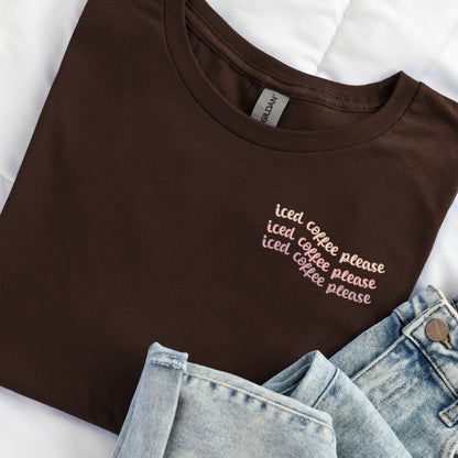 Embroidered Iced Coffee Sweatshirt: Varsity Crewneck