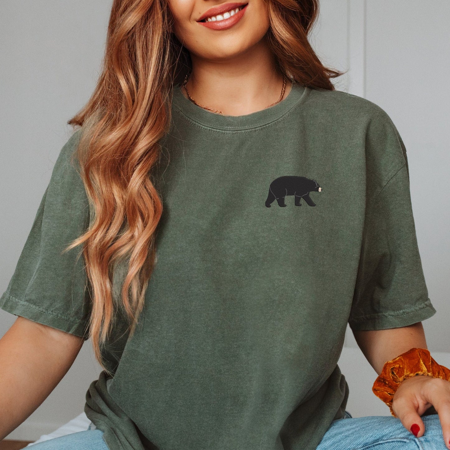 Embroidered Black Bear Unisex T-shirt: Wildlife Hunting Tee