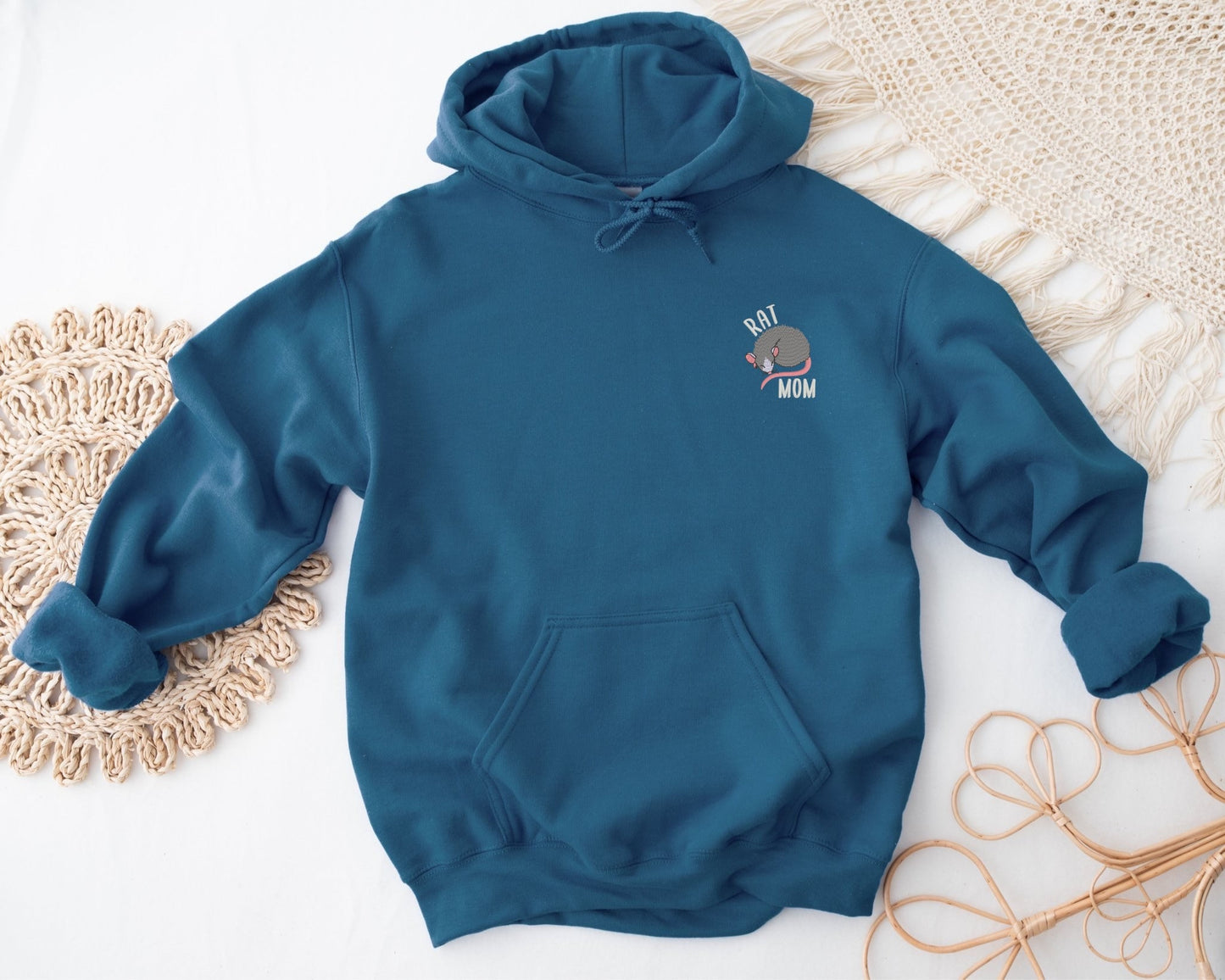 Embroidered Rat Mom or Rat Dad Hoodie: Fancy Rat Lover Sweatshirt