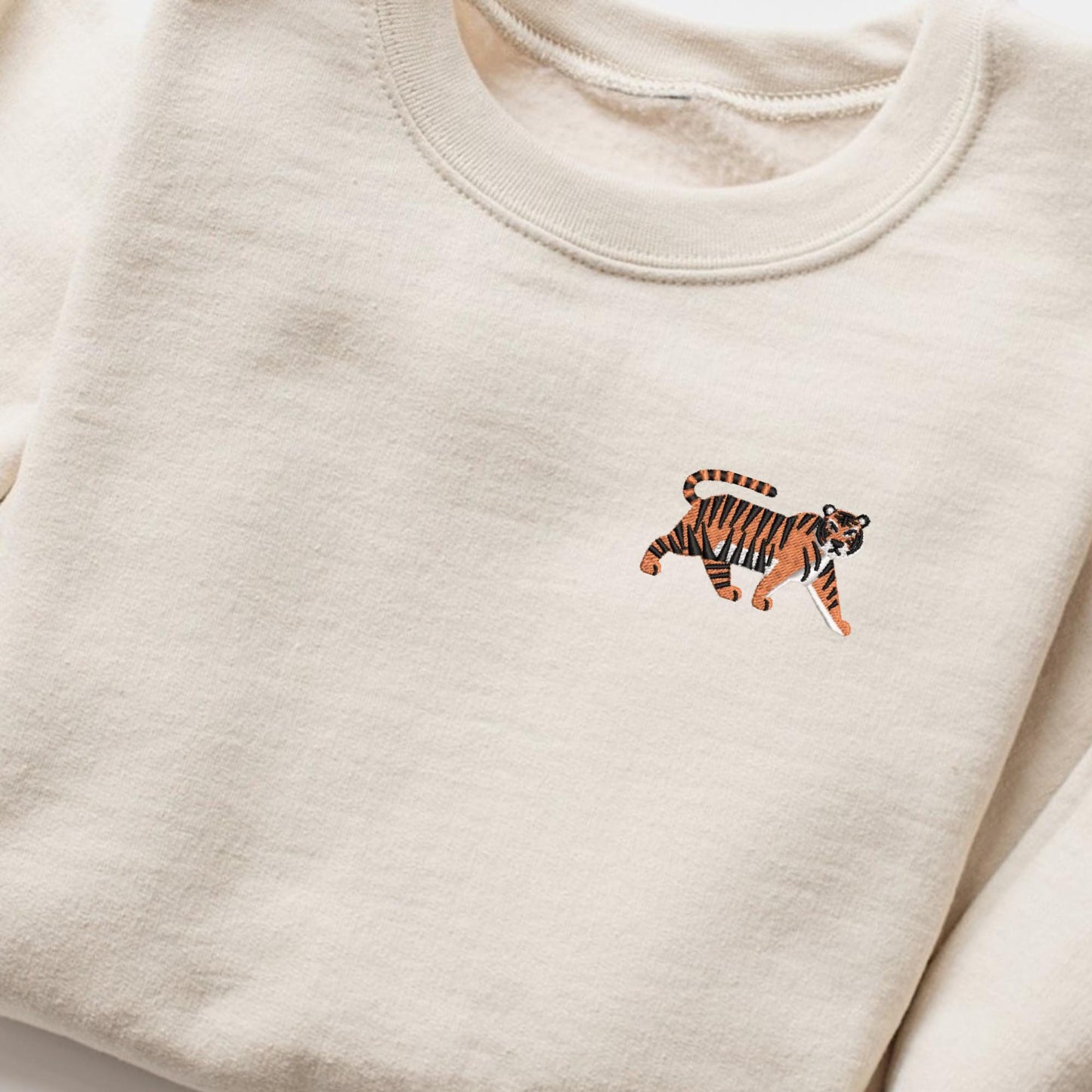 Embroidered Tiger Sweatshirt: Unisex Jungle Cat Pullover