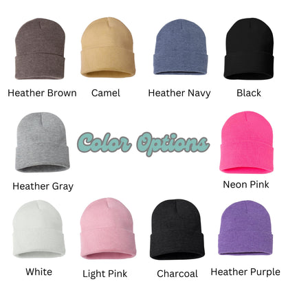 Embroidered Bow Beanie: Coquette Mini Pink Bow Skull Hat