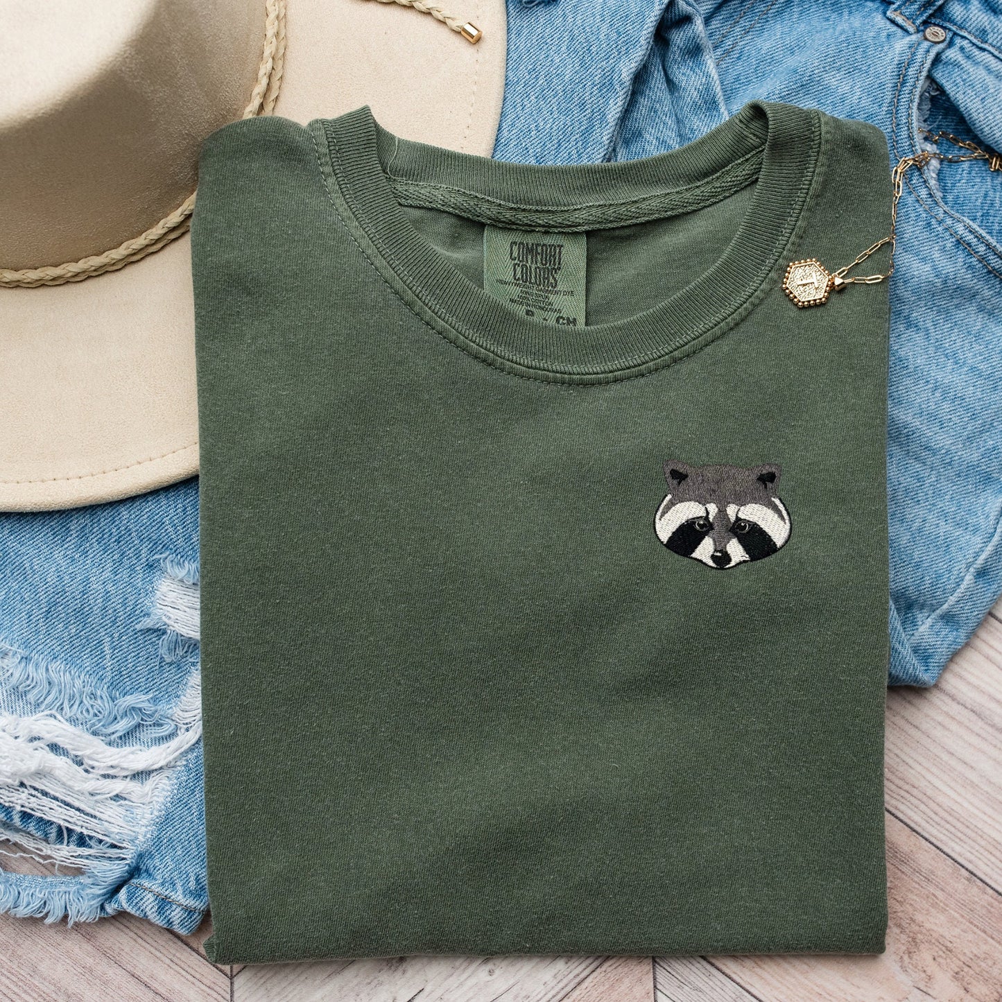 Embroidered Raccoon T-shirt - Comfort Colors Trash Panda Tee