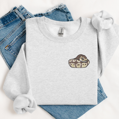 Embroidered Ball Python Sweatshirt: Snake Lover Crewneck
