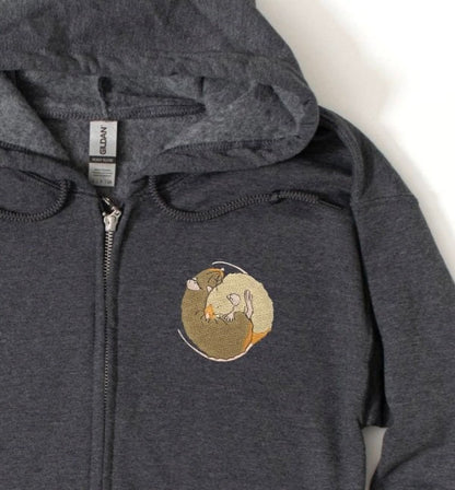 Embroidered Rat Zip-Up Hoodie: Rat Lover Gift