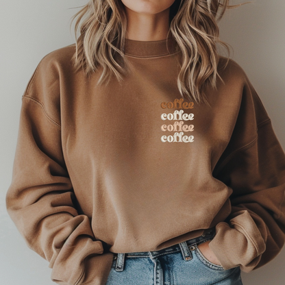 Embroidered Coffee Sweatshirt: Pigment-Dyed Java Pullover