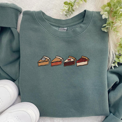 Embroidered Pie Pigment Dyed Crewneck Sweatshirt: Trendy Thanksgiving Pullover