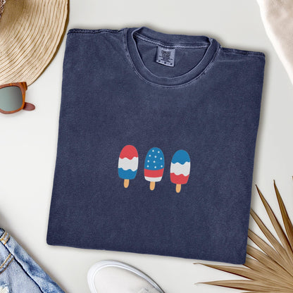 Embroidered Rocket Pop Tee: Patriotic 4th of July Unisex T-Shirt