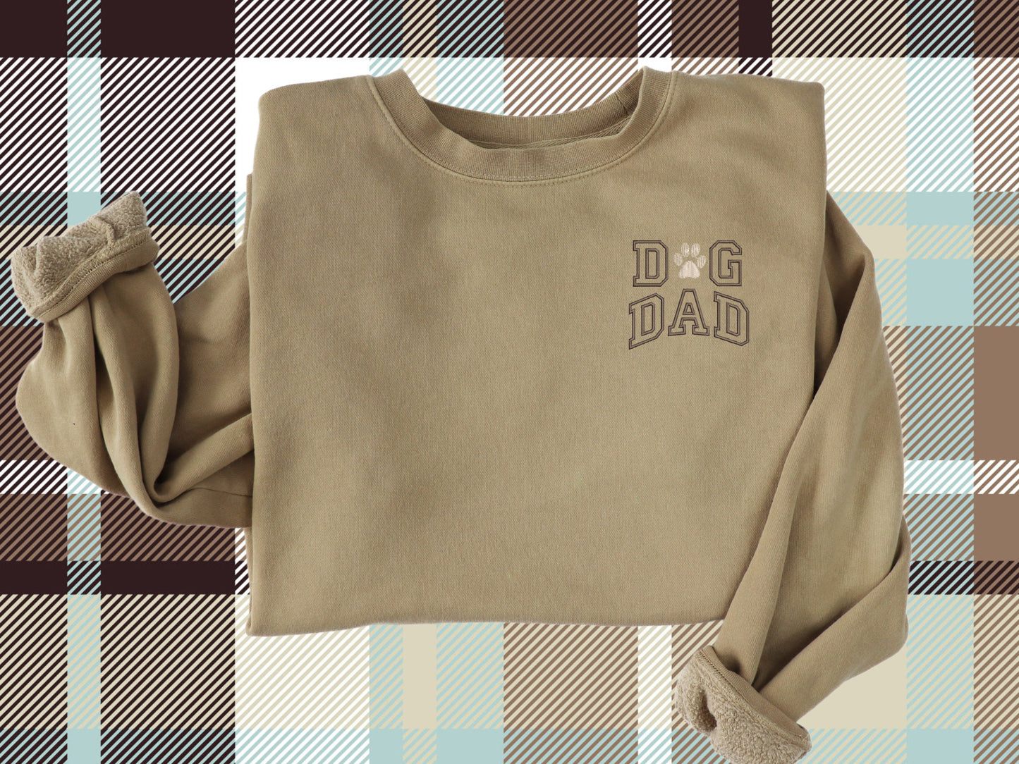 Embroidered Dog Mom Sweatshirt Pigment Dyed Crewneck Sweatshirt