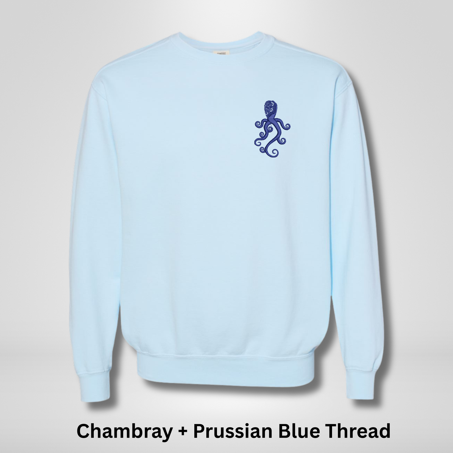 Embroidered Octopus Mandala Sweatshirt: Garment-Dyed Cotton