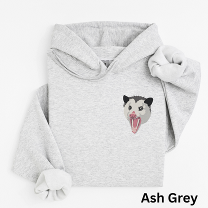 Embroidered Opossum Hoodie: Wildlife Lover Oversized Sweatshirt