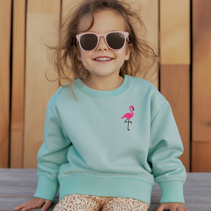Toddler and Youth Embroidered Flamingo Sweatshirt: Trendy Beach Pullover