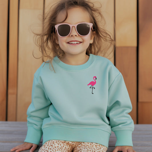 Toddler and Youth Embroidered Flamingo Sweatshirt: Trendy Beach Pullover
