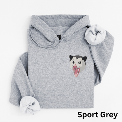 Embroidered Opossum Hoodie: Wildlife Lover Oversized Sweatshirt