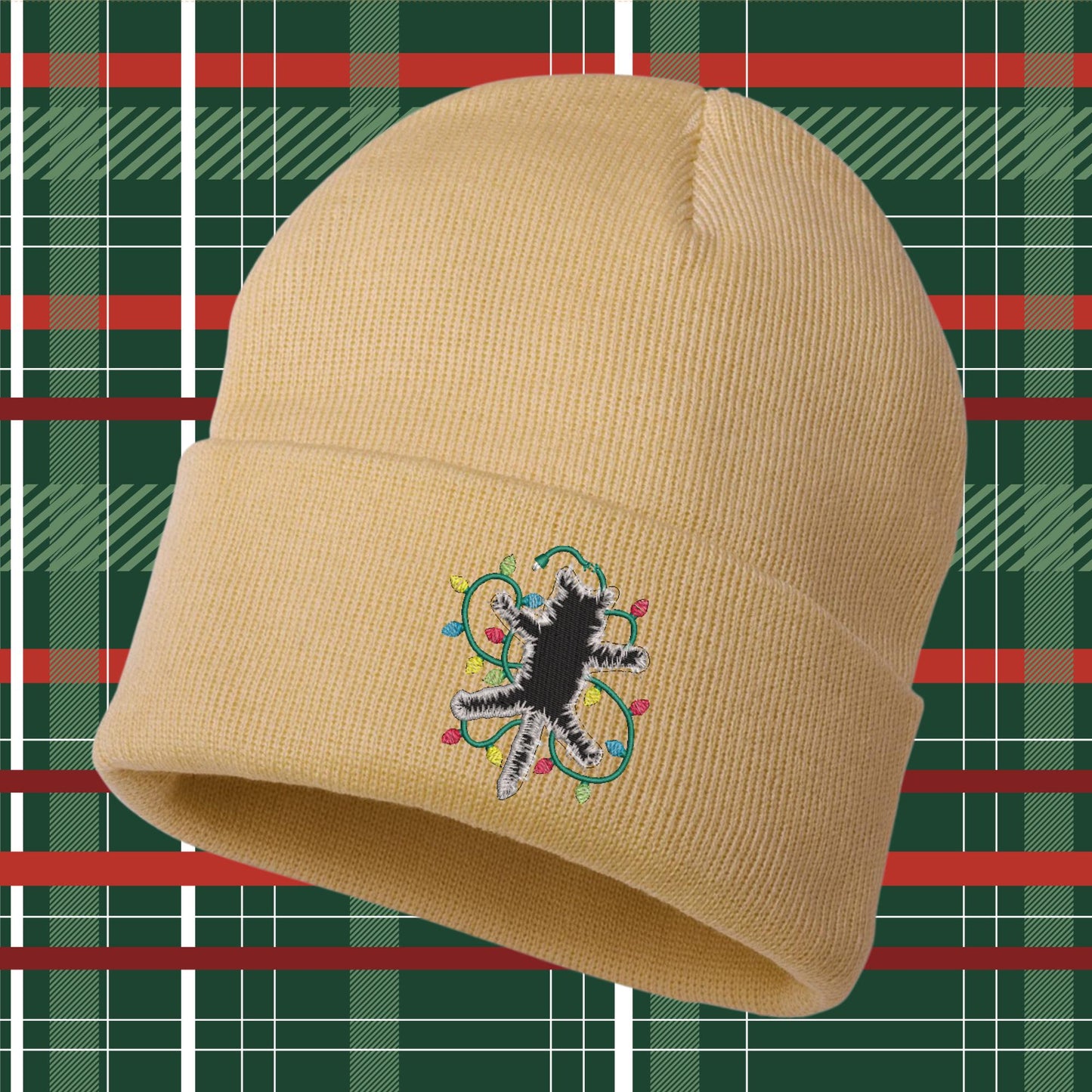 Electrocuted Cat Christmas Beanie: Funny Holiday Movie Knit Hat