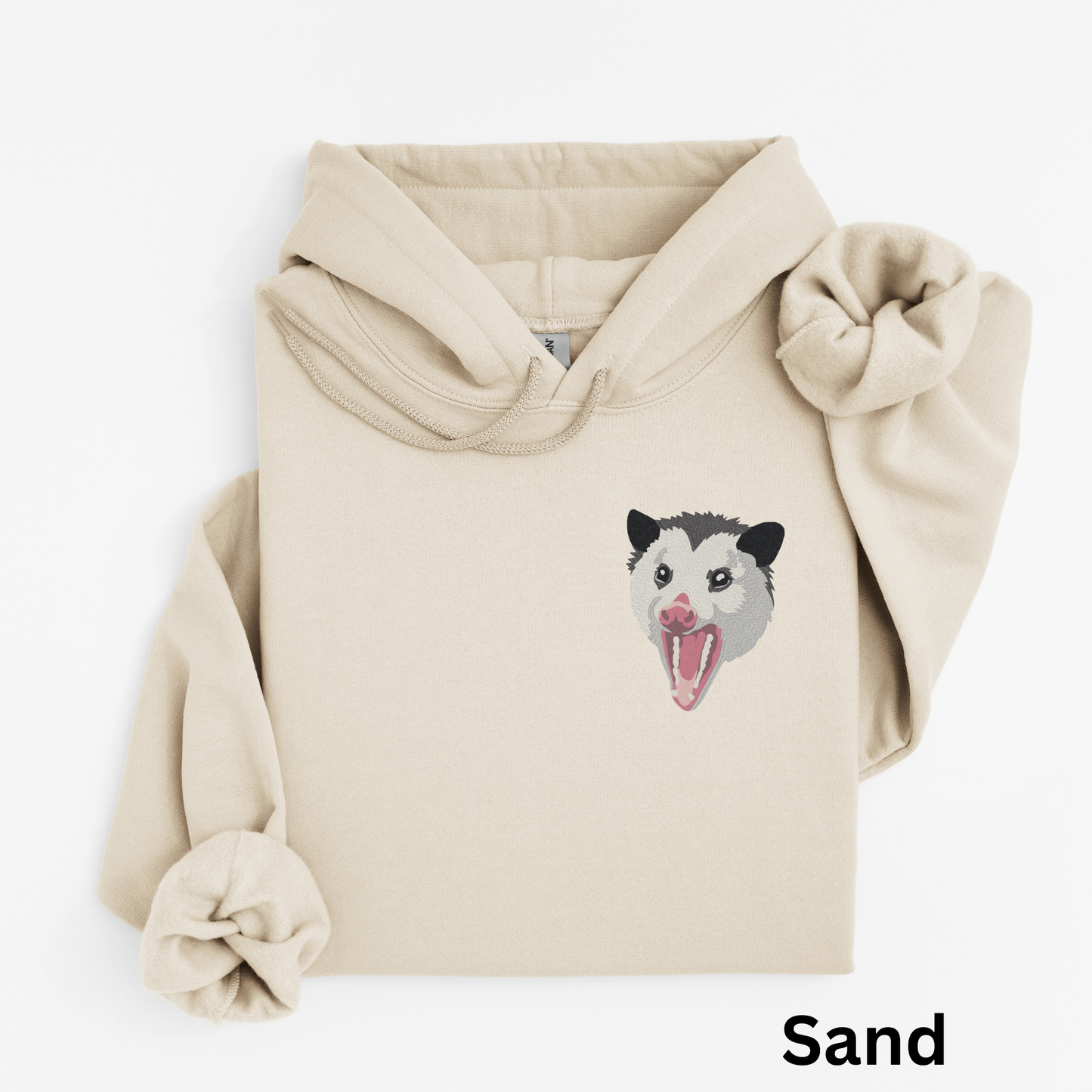 Embroidered Opossum Hoodie: Wildlife Lover Oversized Sweatshirt