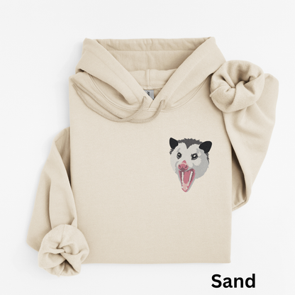 Embroidered Opossum Hoodie: Wildlife Lover Oversized Sweatshirt