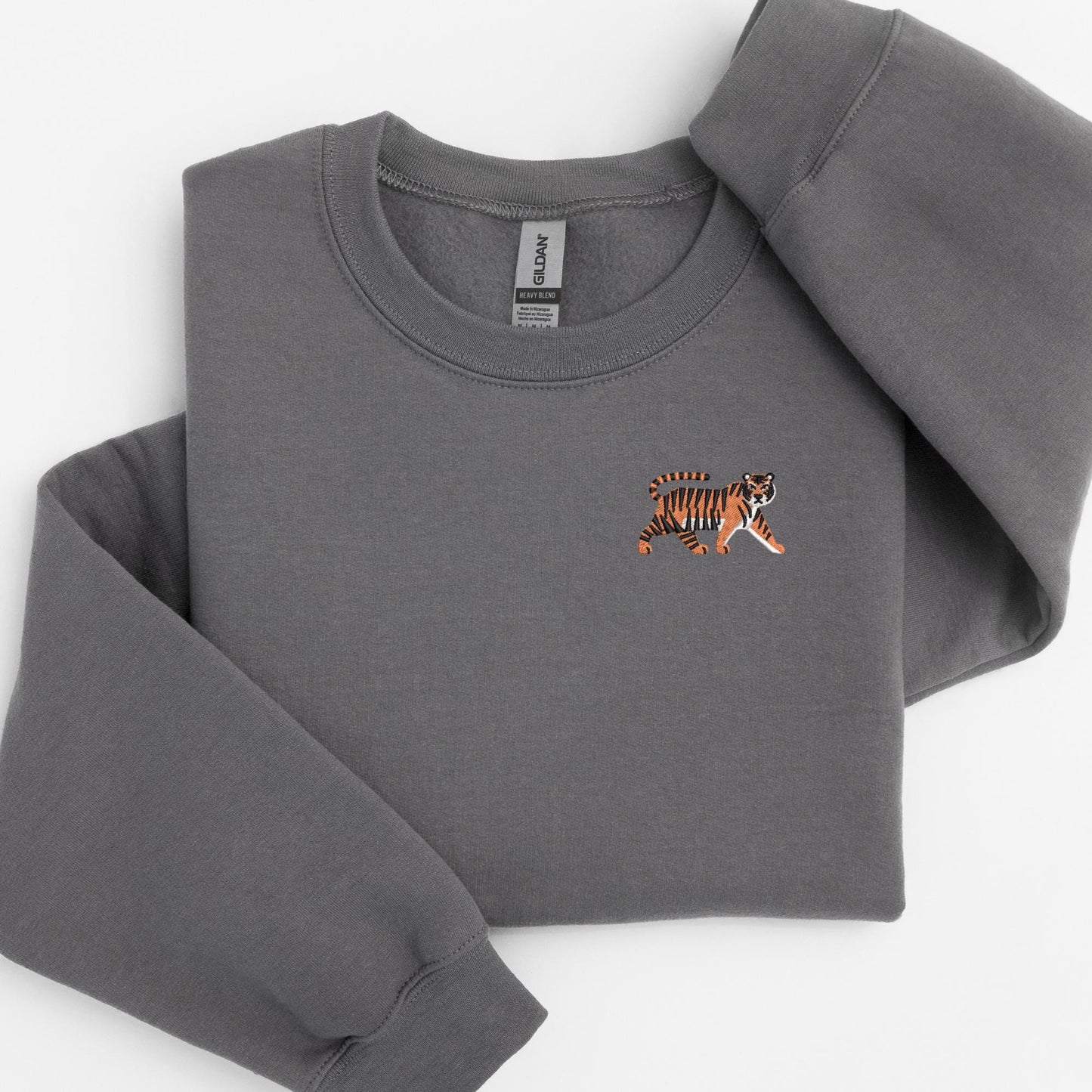 Embroidered Tiger Sweatshirt: Unisex Jungle Cat Pullover