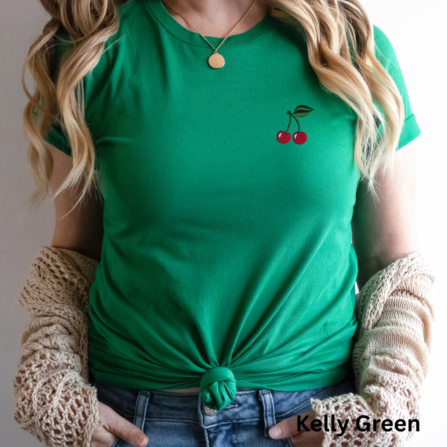 Embroidered Cherry T-Shirt: Women's Cotton Tee