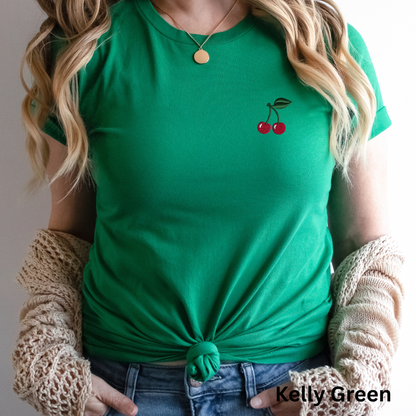 Embroidered Cherry T-Shirt: Women's Cotton Tee