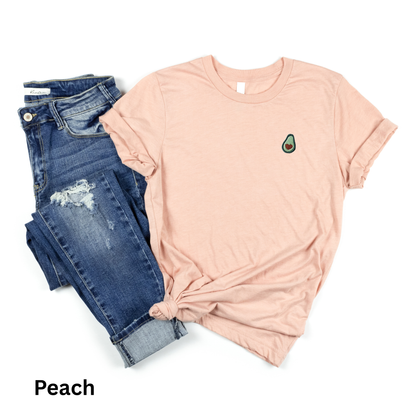 Embroidered Avocado Tee: Stitched Mini Fruit Shirt