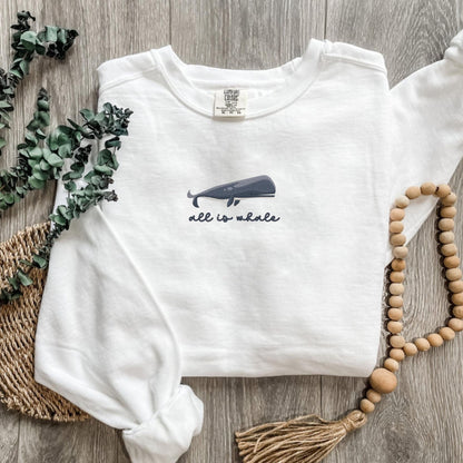 Embroidered Blue Whale Sweatshirt: Coastal Preppy Crewneck