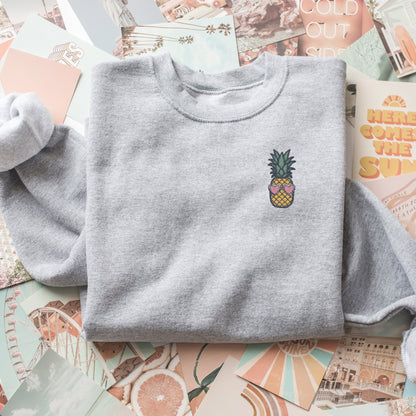 Embroidered Pineapple Sweatshirt: Funny Fruit with Sunglasses