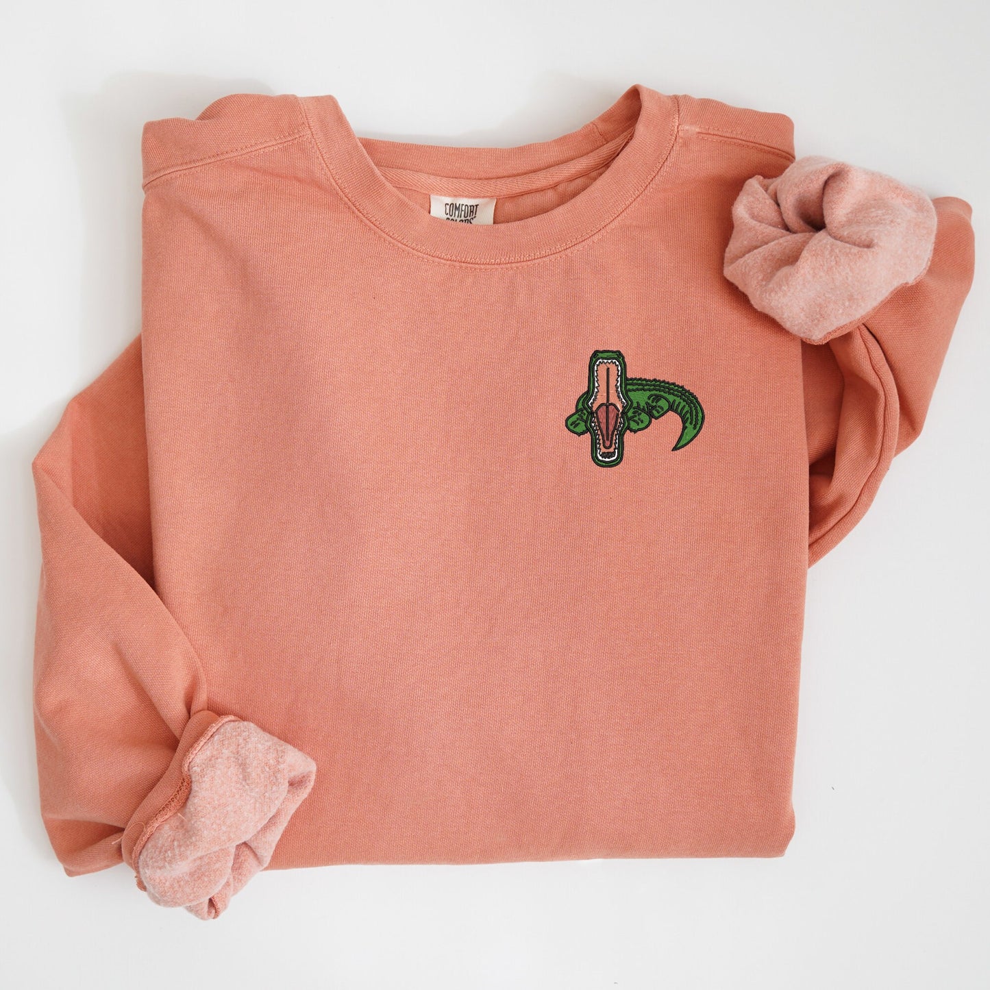 Embroidered Alligator Sweatshirt: Comfort Colors Crewneck Pullover