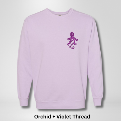 Embroidered Octopus Mandala Sweatshirt: Garment-Dyed Cotton