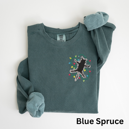 Embroidered Electrocuted Cat Christmas Lights Sweatshirt: Christmas Vacation Pullover