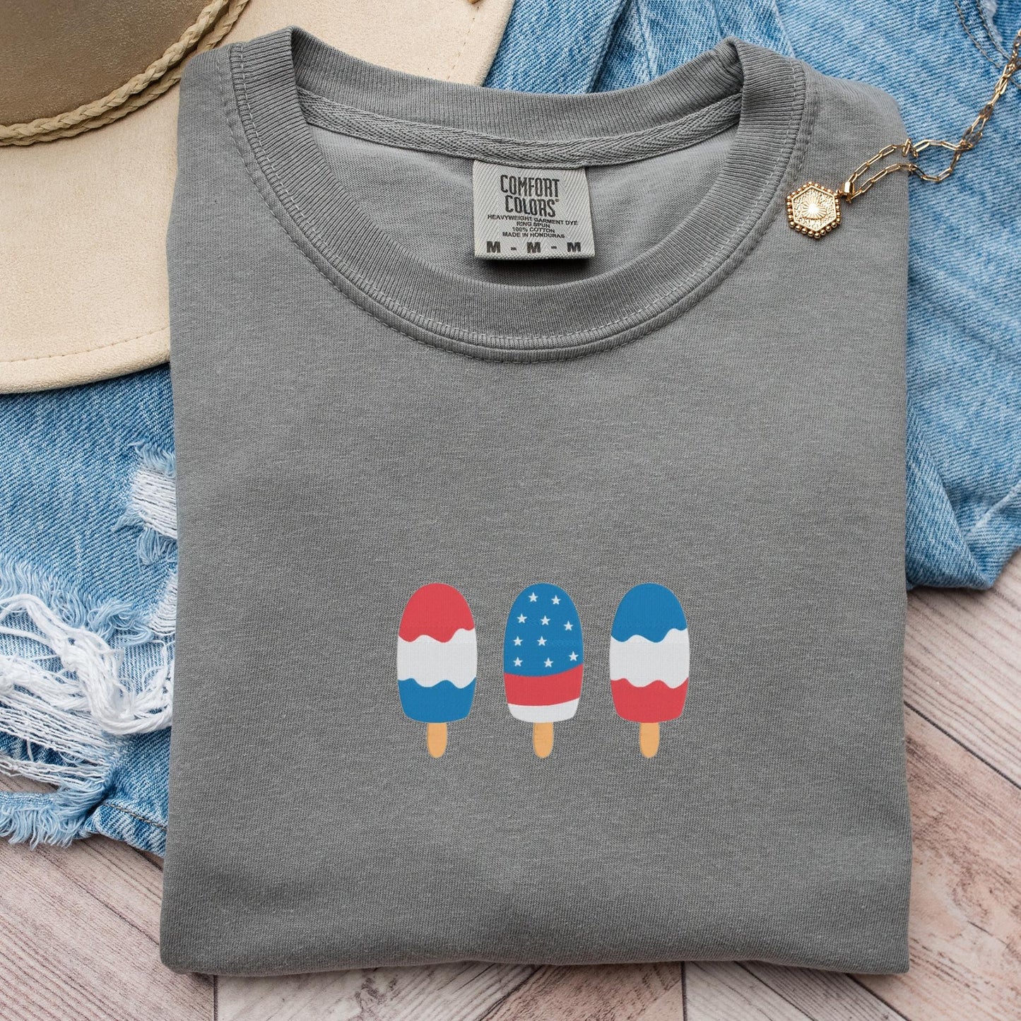 Embroidered Rocket Pop Tee: Patriotic 4th of July Unisex T-Shirt
