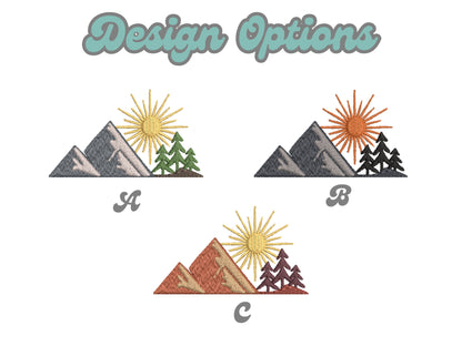 Embroidered Mountain Sunset Sweatshirt: Nature Lover Pullover