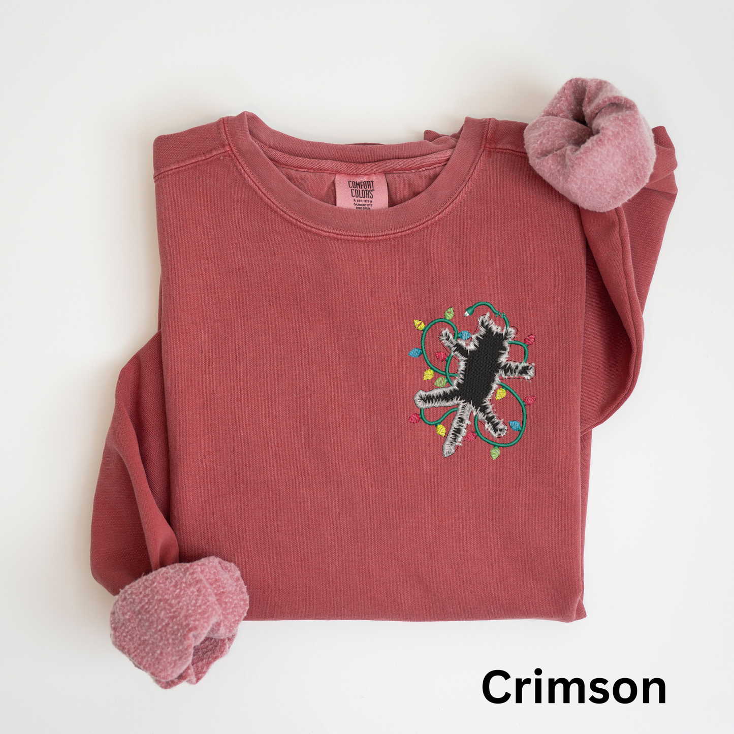 Embroidered Electrocuted Cat Christmas Lights Sweatshirt: Christmas Vacation Pullover