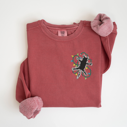 Embroidered Electrocuted Cat Christmas Lights Sweatshirt: Christmas Vacation Pullover