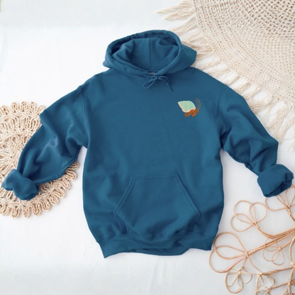 Embroidered Hermit Crab Hoodie: Unisex Pullover Sweatshirt