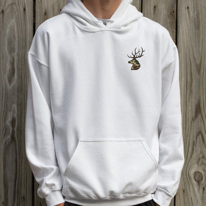 Embroidered Hunting Camo Deer Hoodie: Buck Pullover