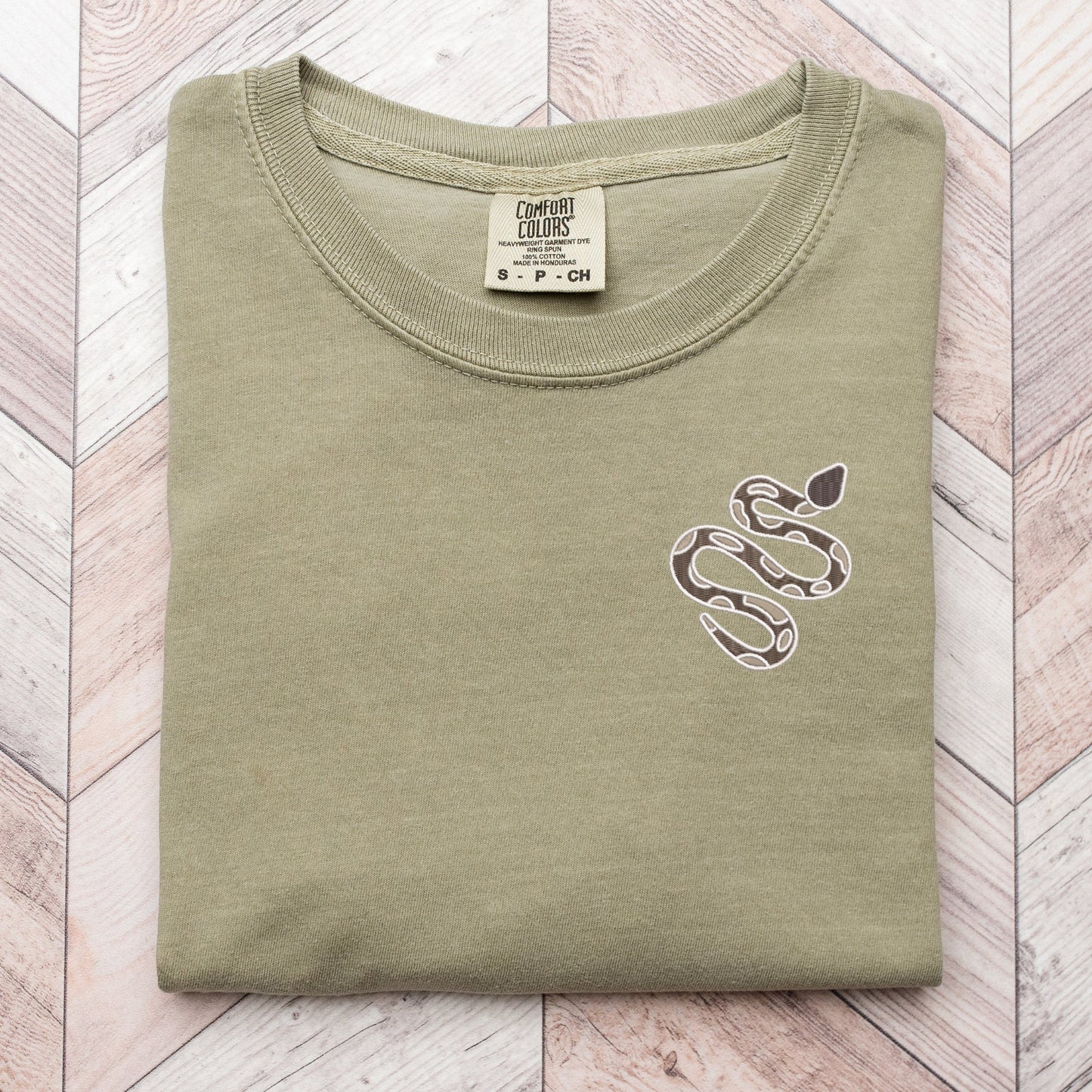 Embroidered Snake T-Shirt: Minimalist Serpent Tee