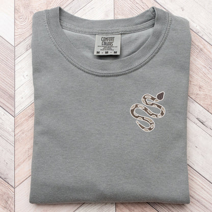 Embroidered Snake T-Shirt: Minimalist Serpent Tee